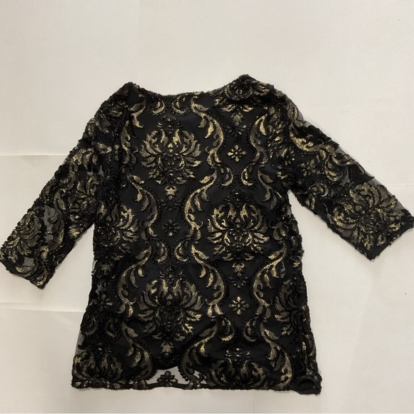 Alfani Velvet-Burnout Side-Tie Top Black Gold Glitter Wild Modern Animal… - Picture 2 of 8